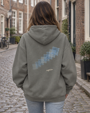 Oversized Hoodie - 04 AGAIN – Gray – miljøbillede bagfra