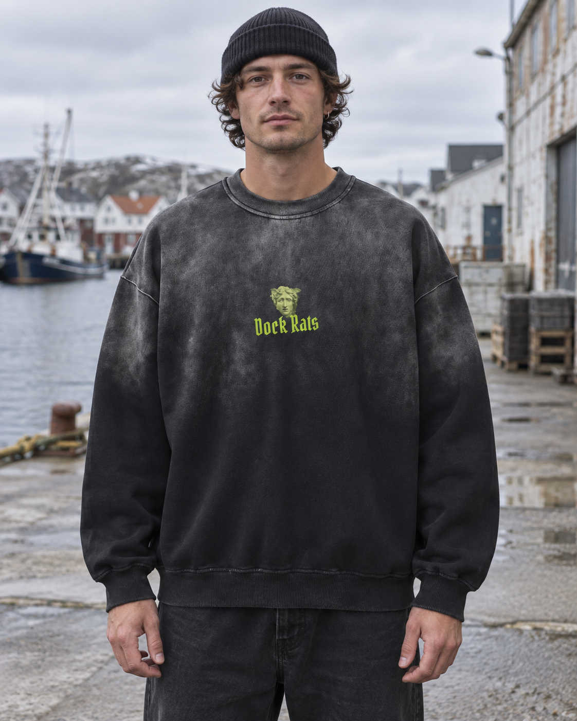 Sweatshirt - 03 GORGON CLUSTER – Black – miljøbillede forfra