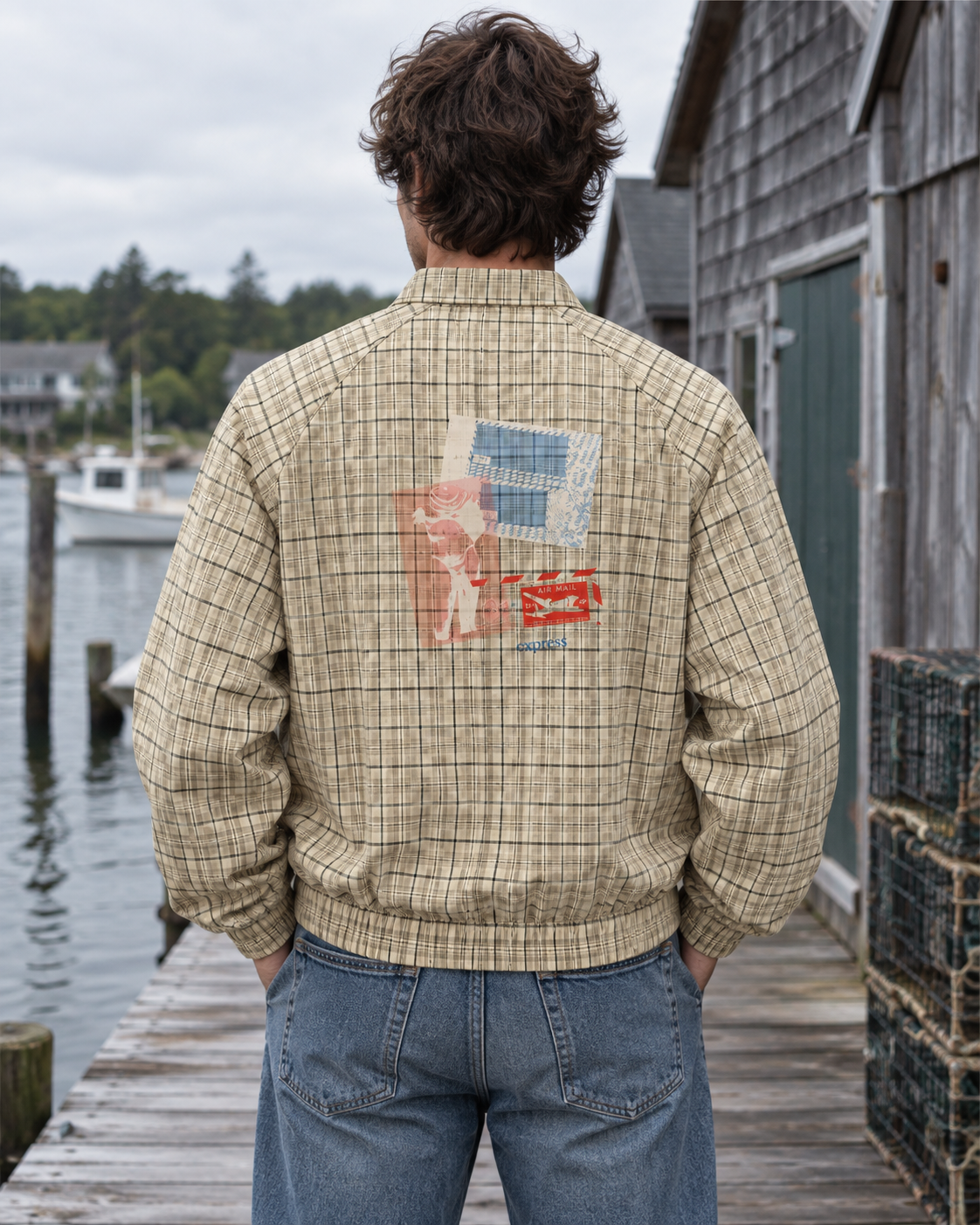Track Jacket - 05 EXPRESS TO HADES – Apricot Plaid – miljøbillede bagfra