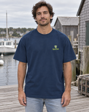 Oversized Tee - 03 GORGON CLUSTER – Navy Blue – miljøbillede forfra