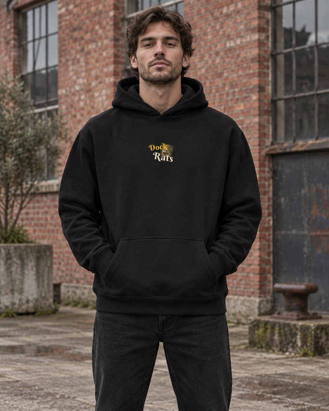 Hoodie - 06 TOO HIGH – Black – miljøbillede forfra
