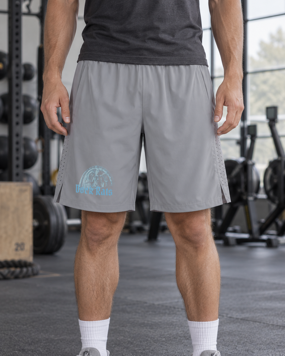 Performance Shorts - VICTORY FRAGMENT – Light Gray – miljøbillede forfra