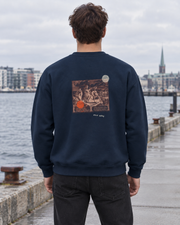 Sweatshirt - 02 ONE WAY – Navy Blue – miljøbillede bagfra