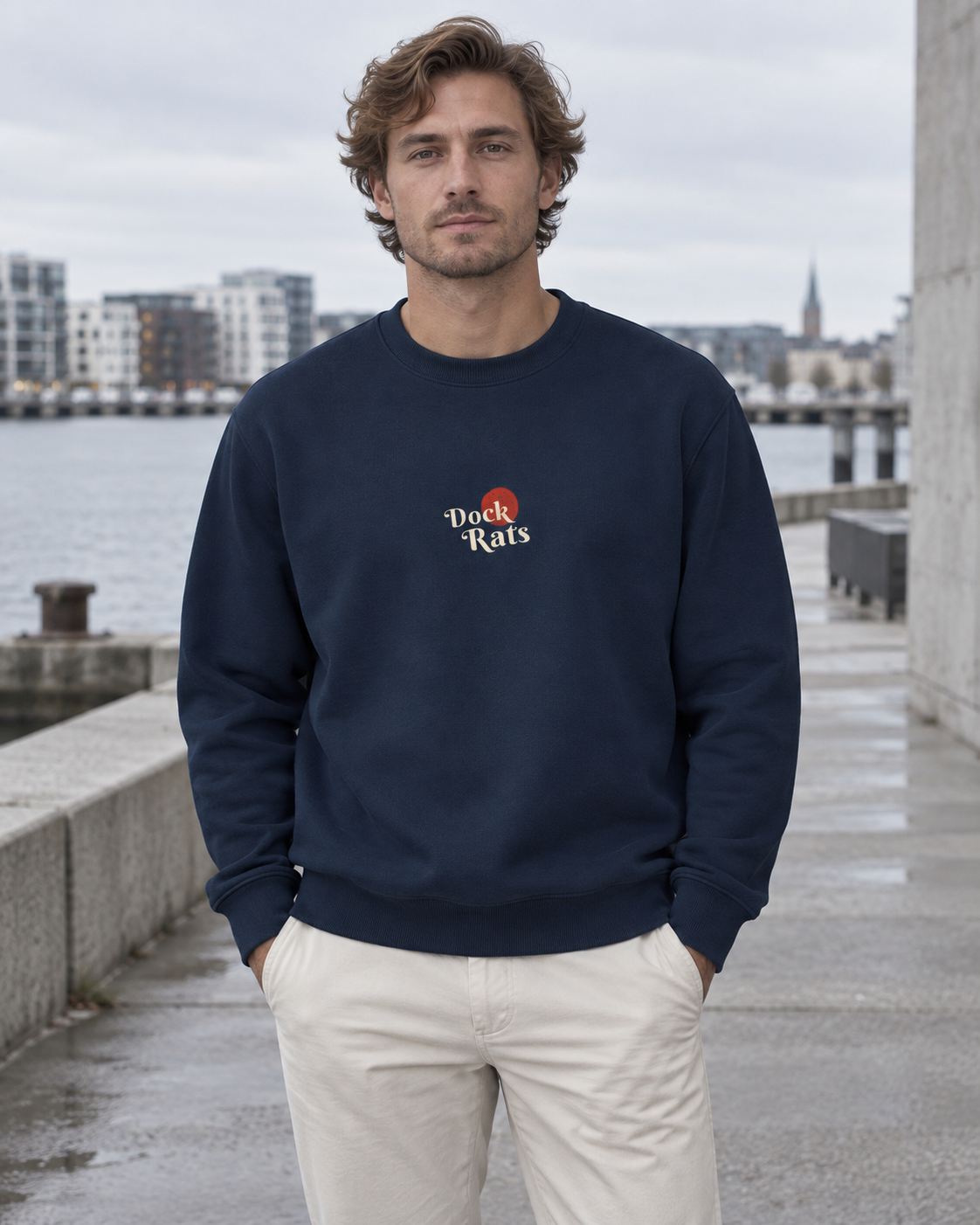 Sweatshirt - 02 ONE WAY – Navy Blue – miljøbillede forfra