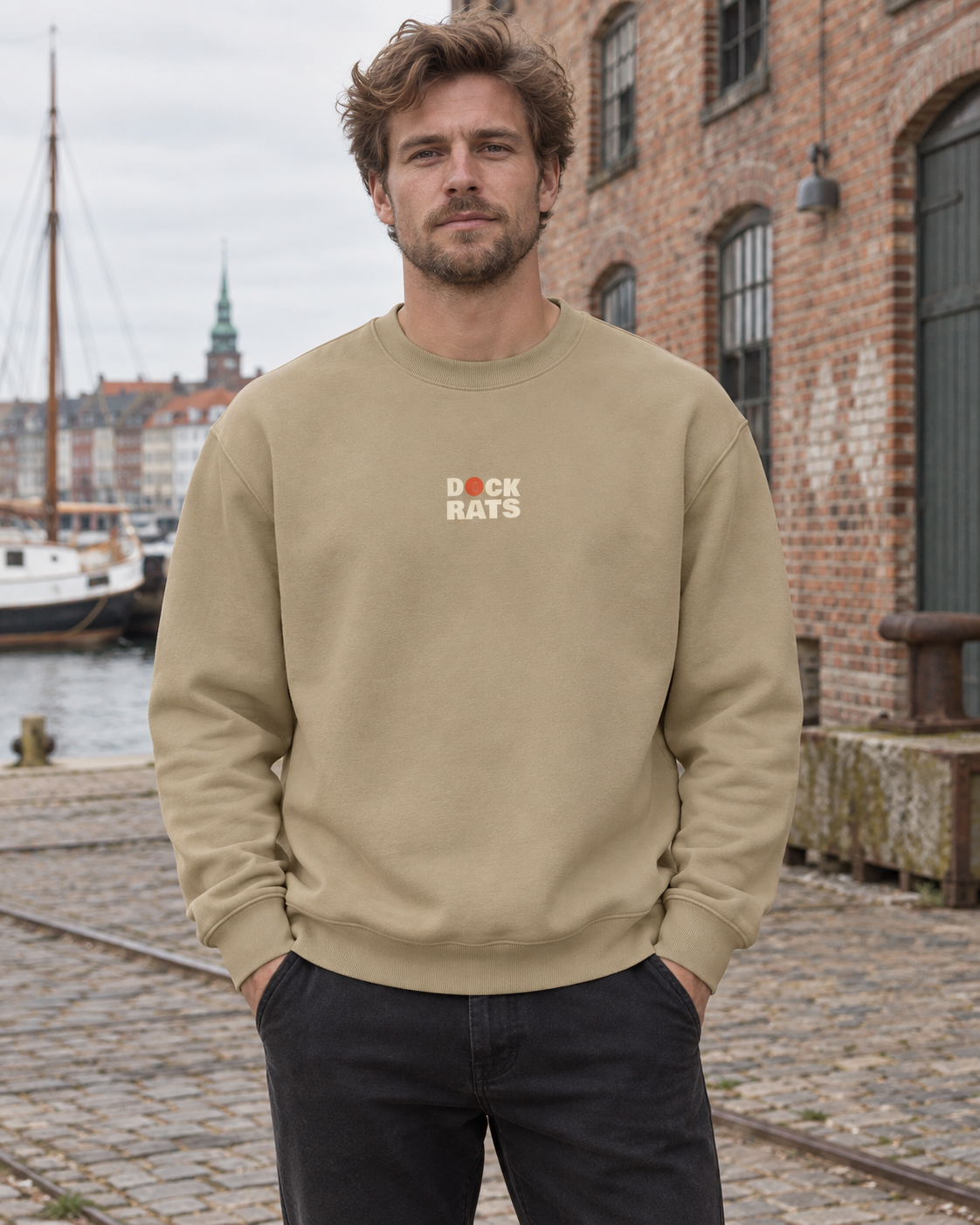 Sweatshirt - 01 TIDE – Khaki – miljøbillede forfra