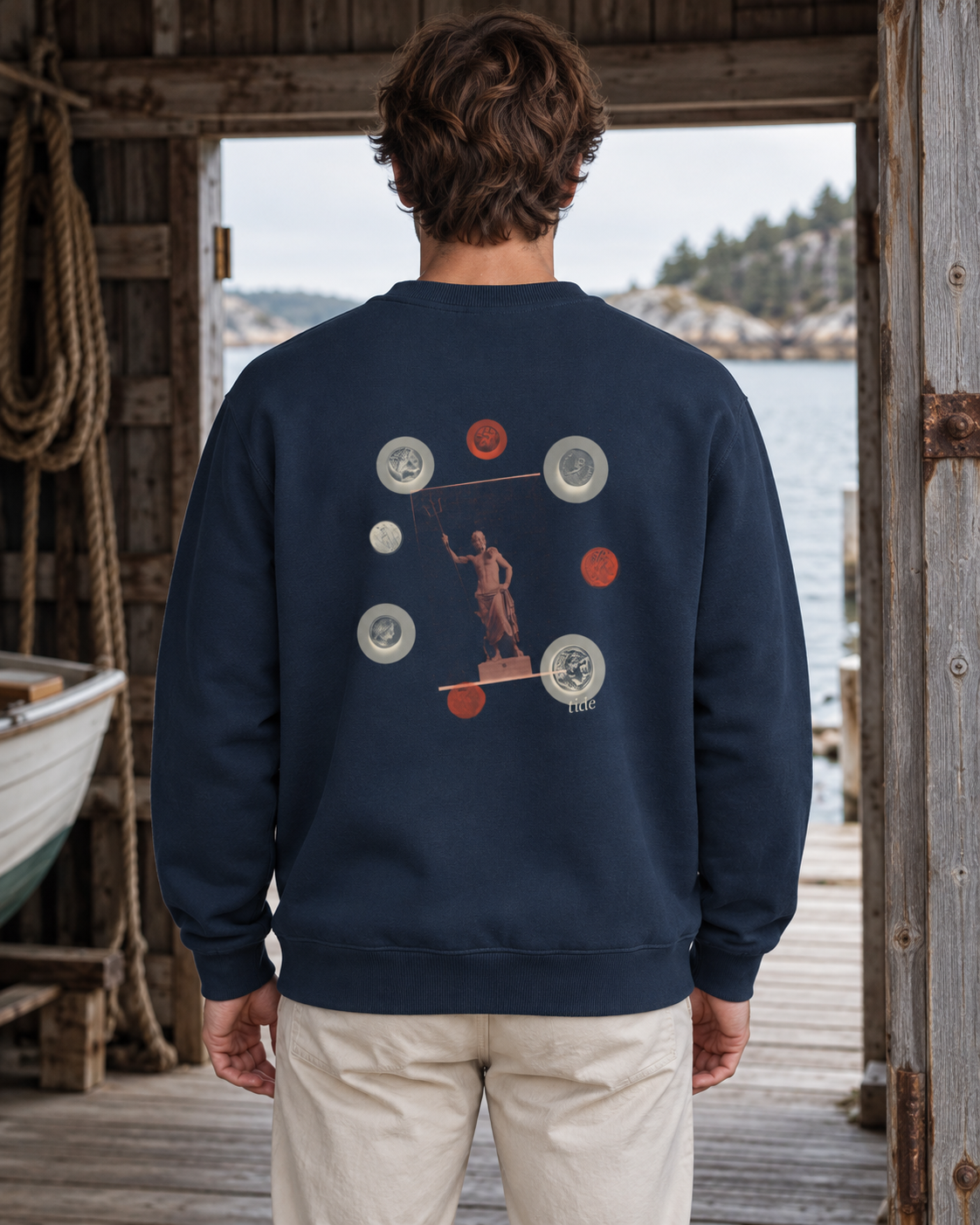 Sweatshirt - 01 TIDE – Navy Blue – miljøbillede bagfra