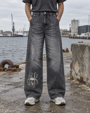 Denim Jeans - SALT GRIP – Black – miljøbillede forfra