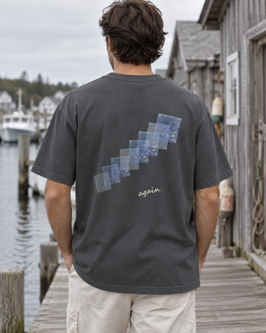 Oversized Tee - 04 AGAIN – Dark Gray – miljøbillede bagfra