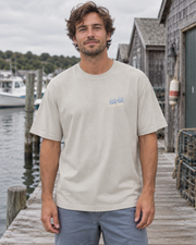 Oversized Tee - 04 AGAIN – Light Gray – miljøbillede forfra