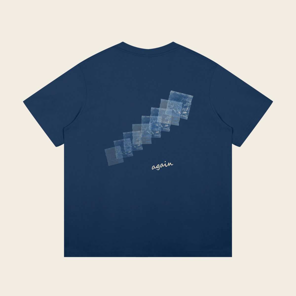 Oversized Tee - 04 AGAIN – Navy Blue – produktbillede bagfra