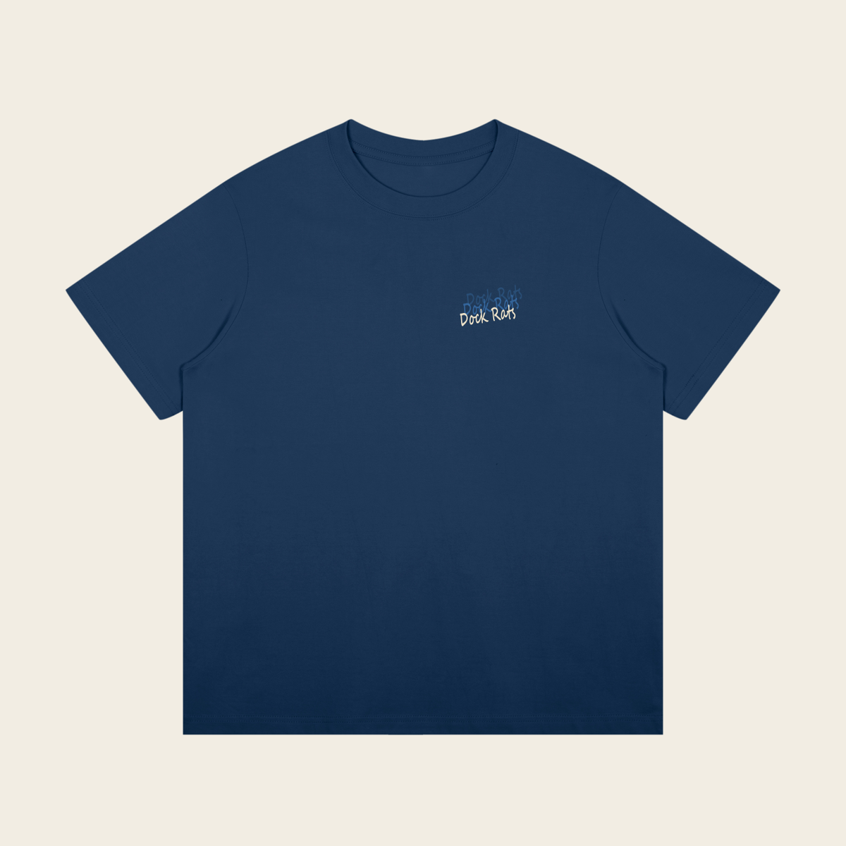 Oversized Tee - 04 AGAIN – Navy Blue – produktbillede forfra